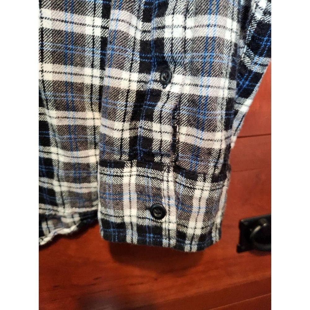The Rail Mens XL Black White Blue Plaid Flannel Collared Long Sleeve XL - Picture 4 of 7